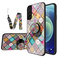 Checkered Pattern Samsung Galaxy S21 5G Hybridskal - Färgrik Mandala