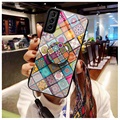 Checkered Pattern Samsung Galaxy S21 5G Hybridskal - Färgrik Mandala