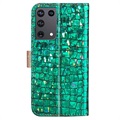 Croco Bling Series Samsung Galaxy S21 Ultra 5G Plånboksfodral - Grön