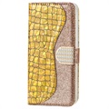 Croco Bling iPhone 11 Plånboksfodral - Guld