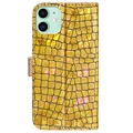Croco Bling iPhone 11 Plånboksfodral - Guld