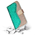 Croco Bling iPhone 12/12 Pro Plånboksfodral - Grön