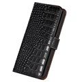 Crocodile Serie Motorola Moto G62 5G Läder Plånboksfodral med RFID - Svart