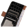 Crocodile Serie Samsung Galaxy S21 FE 5G Läder Plånboksfodral med RFID - Svart