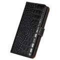 Crocodile Serie OnePlus Ace/10R Läder Plånboksfodral med RFID - Svart