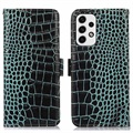 Crocodile Serie Samsung Galaxy A33 5G Läder Plånboksfodral med RFID - Grön