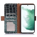 Crocodile Serie Samsung Galaxy A33 5G Läder Plånboksfodral med RFID - Grön