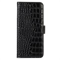 Crocodile Serie Samsung Galaxy A53 5G Läder Plånboksfodral med RFID - Svart