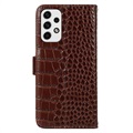 Crocodile Serie Samsung Galaxy A53 5G Läder Plånboksfodral med RFID - Brun