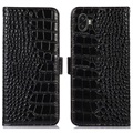 Crocodile Serie Samsung Galaxy Xcover6 Pro Läder Plånboksfodral med RFID - Svart