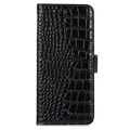Crocodile Serie Samsung Galaxy Xcover6 Pro Läder Plånboksfodral med RFID - Svart