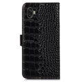 Crocodile Serie Samsung Galaxy Xcover6 Pro Läder Plånboksfodral med RFID - Svart