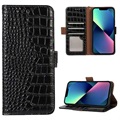 Crocodile Serie iPhone 13 Läder Plånboksfodral med RFID - Svart