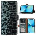 Crocodile Serie iPhone 14 Läder Plånboksfodral med RFID - Grön