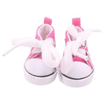 Söta mini sneakers med snörning för Monster Doll 17cm - Varmrosa