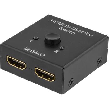 Deltaco dubbelriktad HDMI-switch med 2 portar - svart