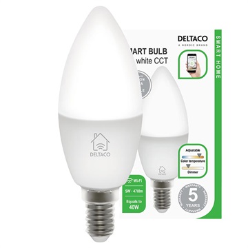 Deltaco SH-LE14W WiFi Smart LED Lampa - 5W - Vit