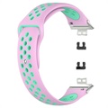 Dubbla Färger Huawei Watch Fit Silikon Sportrem - Rosa / Cyan
