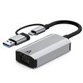 USB-C/USB 3.0 till RJ45 Gigabit Ethernet-adapter med dubbla gränssnitt - kompakt Plug & Play LAN-omvandlare