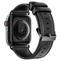 Dux Ducis Apple Watch Series 7/SE/6/5/4/3/2/1 Läderarmband - 45mm/44mm/42mm - Svart