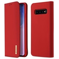 Dux Ducis Wish Samsung Galaxy S10 Läder Plånboksfodral - Röd