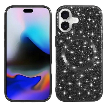 iPhone 17 Galvaniserat Glitter Skal - MagSafe-kompatibelt - Svart
