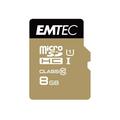 Emtec Gold+ MicroSDHC-minneskort med adapter ECMSDM8GHC10GP - 8GB