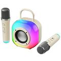 Erazer K20 Bluetooth-karaokehögtalare med 2 mikrofoner - beige