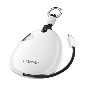 Essager HW02 10000mAh Powerbank med typ-C-kabel och karbinhake - 22.5W - Vit