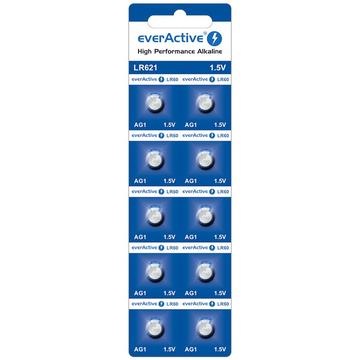 EverActive AG1 LR621/LR60 alkaliska knappcellsbatterier - 10 st.