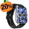 F12 Smart klocka med 2,02-tums böjd skärm och kodare Bluetooth-samtal Smart armband med hälsoövervakning - Silver / Svart