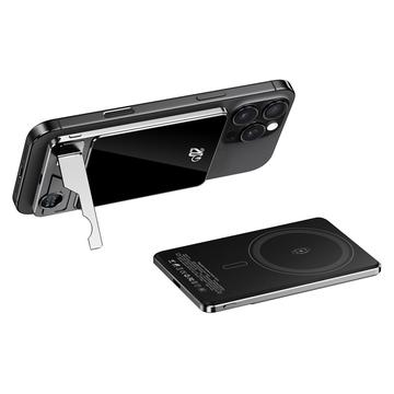 F15 Ultra-tunn 10000mAh magnetisk trådlös powerbank med stativ - 15W - Grå