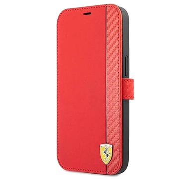 Ferrari On Track Carbon Stripe iPhone 13 Pro Max Plånboksfodral - Röd