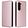 Samsung Galaxy Z Fold5 Flipfodral - Kolfiber - Roséguld