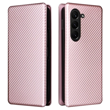 Samsung Galaxy Z Fold5 Flipfodral - Kolfiber - Roséguld