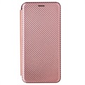 Samsung Galaxy A22 5G, Galaxy F42 5G Flipfodral - Kolfiber - Roséguld