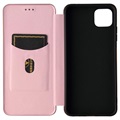 Samsung Galaxy A22 5G, Galaxy F42 5G Flipfodral - Kolfiber - Roséguld