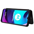 Motorola Moto E20 Flipfodral - Kolfiber - Svart