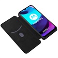 Motorola Moto E20 Flipfodral - Kolfiber - Svart