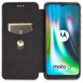 Motorola Moto G9 Play Flipfodral - Kolfiber - Svart