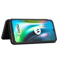 Motorola Moto G9 Play Flipfodral - Kolfiber - Svart
