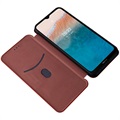 Nokia C21 Plus Flipfodral - Kolfiber - Brun