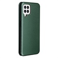 Samsung Galaxy A22 4G Flipfodral - Kolfiber - Grön