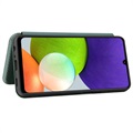 Samsung Galaxy A22 4G Flipfodral - Kolfiber - Grön