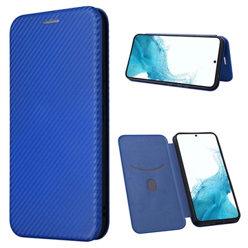 Samsung Galaxy A34 5G Flipfodral - Kolfiber - Blå