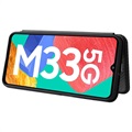 Samsung Galaxy M33 Flipfodral - Kolfiber - Svart