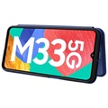 Samsung Galaxy M33 Flipfodral - Kolfiber - Blå