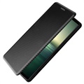 Sony Xperia 1 IV Flipfodral - Kolfiber - Svart