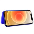 iPhone 13 Mini Flipfodral - Kolfiber - Blå