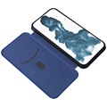 iPhone 14 Pro Flipfodral - Kolfiber - Blå